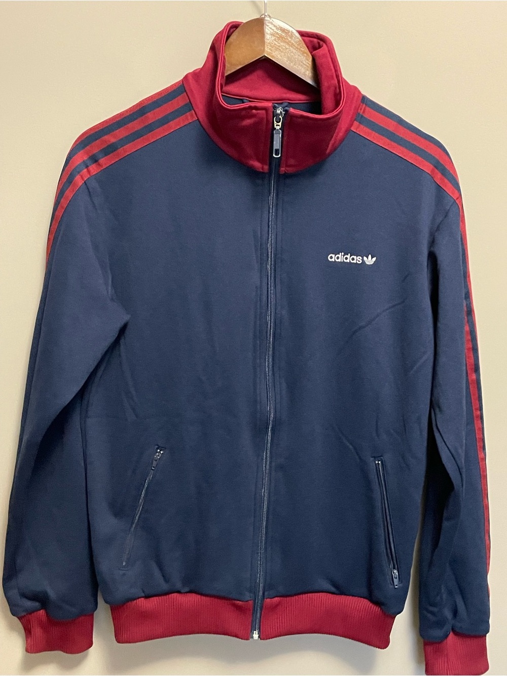 adidas Navy Blue & Burgundy Zip Jacket Men’s Medium